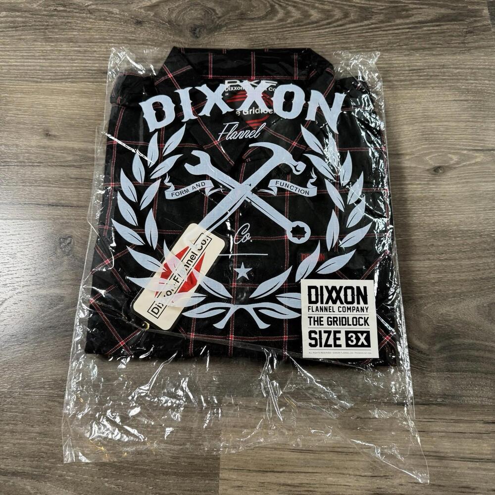 NWT Dixxon Flannel The Gridlock LE Pearl Snap Flannel Shirt Men's 3X XXXL Red